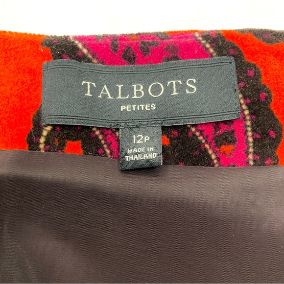 Talbots Velvet Red & Black Paisley Pencil Skirt - Size 12P - Picture 7 of 11